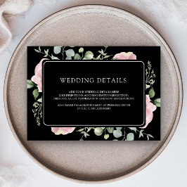 Blush Pink Floral Eucalyptus Black Wedding Details Begleitkarte