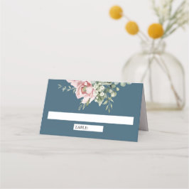 Blush Pink Floral Eucalyptus Dusty Blue Wedding Platzkarte