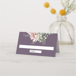 Blush Pink Floral Eucalyptus Dusty Purple Wedding Platzkarte