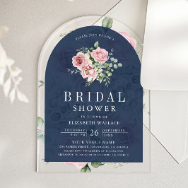 Blush Pink Floral Eucalyptus Navy Bridal Shower Acryleinladungen