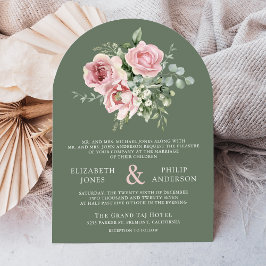 Blush Pink Floral Eucalyptus Sage Green Wedding Einladung
