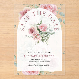 Blush Pink Floral Eucalyptus Wedding Save the Date Acryleinladungen