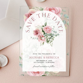Blush Pink Floral Eucalyptus Wedding Save the Date Acryleinladungen