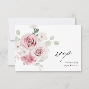 Blush Pink Floral & Eukalyptus w Mahlzeit UAWG 2 RSVP Karte