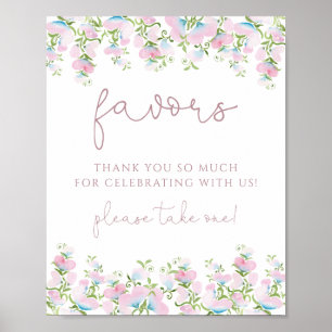 Blush Pink Floral Favoriten Zeichen Poster