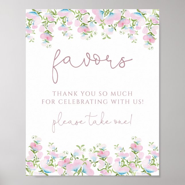Blush Pink Floral Favoriten Zeichen Poster (Vorne)