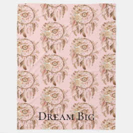 Blush Pink Floral Feathers Dream Catcher Fleecedecke