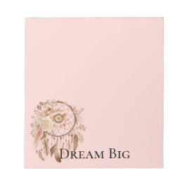 Blush Pink Floral Feathers Dream Catcher Notizblock