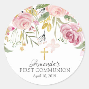 Blush Pink Floral First Heilige Kommune Aufkleber