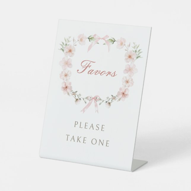 Blush Pink Floral Frame Favors Sockelschild (Vorderseite)