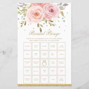 Blush Pink Floral Fun Brautparty Bingo Spiel