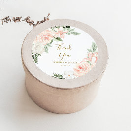 Blush Pink Floral Gastgeschenk Hochzeit danke Runder Aufkleber