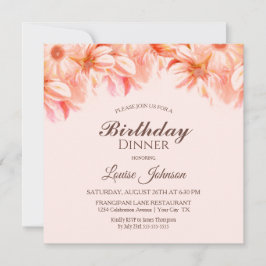 Blush Pink Floral Geburtstagsessen Party Einladung