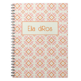 Blush Pink Floral Geometric Spiral Notebook Notizblock