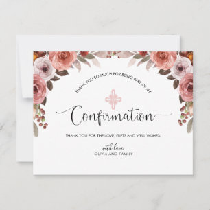 Blush Pink Floral Girl's Confirmation Danke