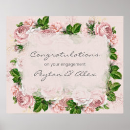 Blush Pink Floral Glückwunsch Verlobung Poster