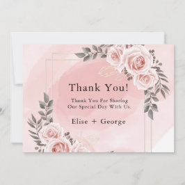 Blush Pink Floral Gold Crystal Thank You Card Einladung