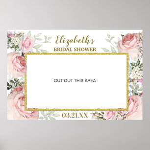 Blush Pink Floral Gold Foto Standrahmen Prop Poster