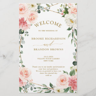 Blush Pink Floral Gold Geometric Wedric Program