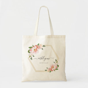 Blush Pink Floral Gold Geometrie Bridesmaid Tragetasche