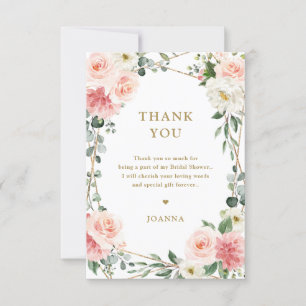 Blush Pink Floral Gold Geometrische botanische Hoc Dankeskarte