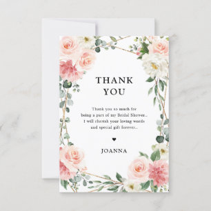 Blush Pink Floral Gold Geometrische botanische Hoc Dankeskarte