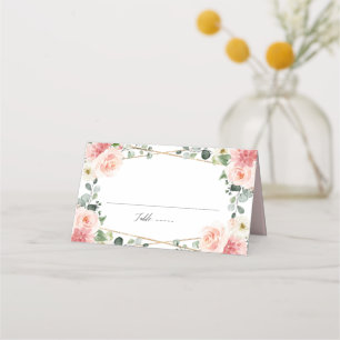 Blush Pink Floral Gold Geometrische botanische Hoc Platzkarte