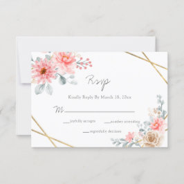 Blush Pink Floral Gold Geometrische botanische Hoc RSVP Karte