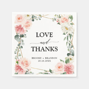 Blush Pink Floral Gold Geometrische botanische Hoc Serviette