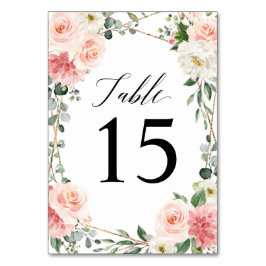 Blush Pink Floral Gold Geometrische botanische Hoc Tischnummer