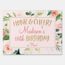 Blush Pink Floral Gold Glitzer Geburtstagspark