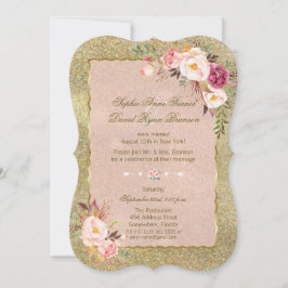 Blush Pink Floral Gold Glitzer Hochzeitsfeier Aben Einladung