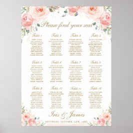 Blush Pink Floral Gold Hochzeitssymbol Poster