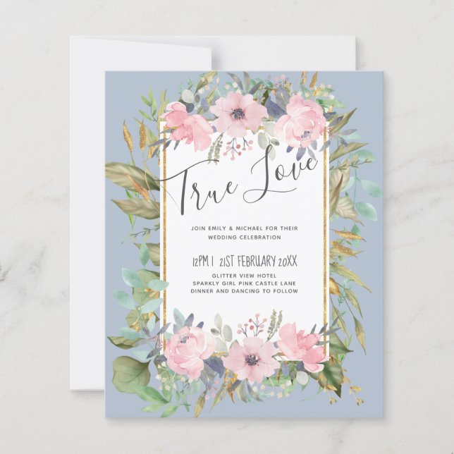 Blush Pink Floral Greenery Boho Wedding (Vorderseite)