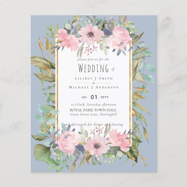 Blush Pink Floral Greenery Boho Wedding (Vorderseite)