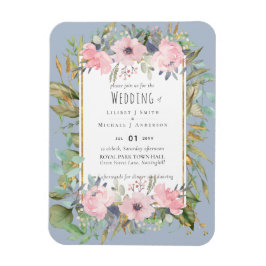 Blush Pink Floral Greenery Boho Wedding Magnet