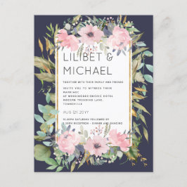 Blush Pink Floral Greenery Boho Wedding Postkarte