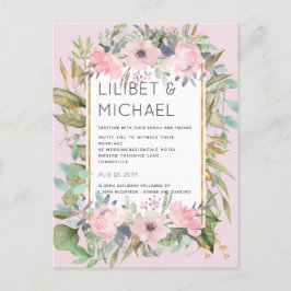 Blush Pink Floral Greenery Boho Wedding Postkarte