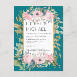 Blush Pink Floral Greenery Boho Wedding Postkarte