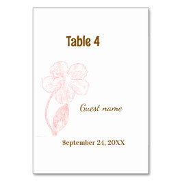 Blush Pink Floral Guest Name & Table Number Card Tischnummer