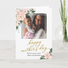 Blush Pink Floral Happy Mütter Tag Foto-Karte Karte