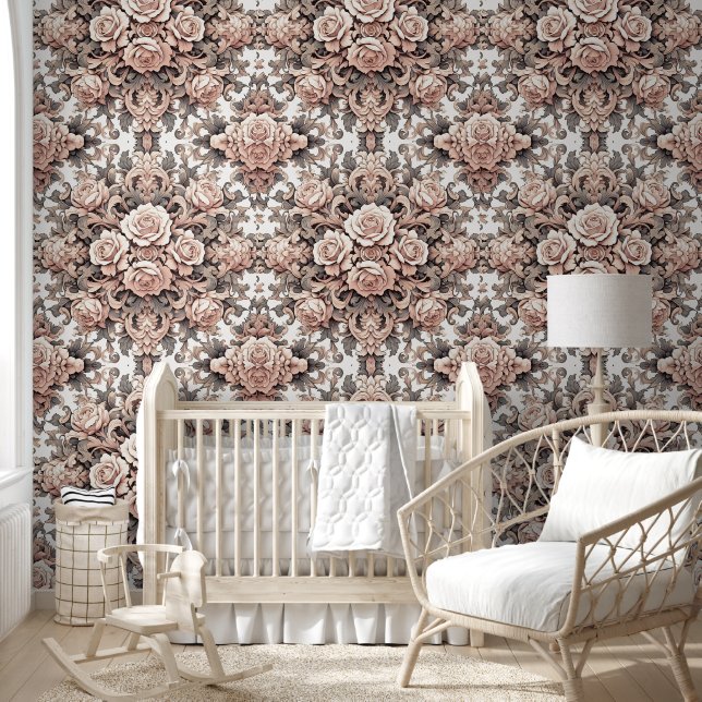 Blush Pink Floral Harmonie Tapete (Kinder)