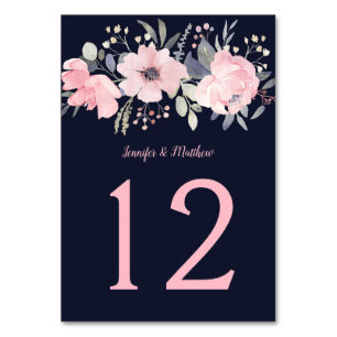 Blush Pink Floral Header für die Marine Tischnummer