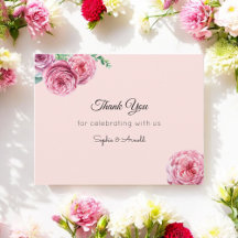 Blush Pink Floral Hochzeit Danke Notiz Karte