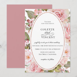 Blush Pink Floral Hochzeitsempfang Einladung