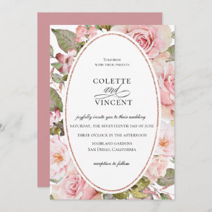 Blush Pink Floral Hochzeitsempfang Einladung
