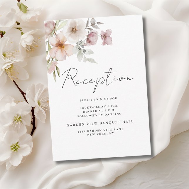 Blush Pink Floral Hochzeitsempfangskarte Begleitkarte (Von Creator hochgeladen)