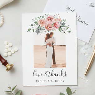 Blush Pink Floral Hochzeitsfeier Foto Liebe und Da Postkarte