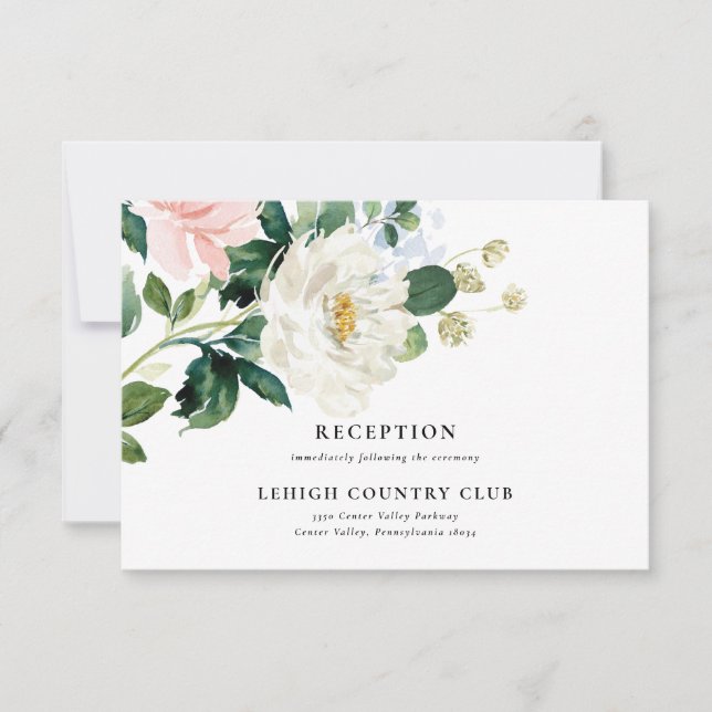 Blush Pink Floral Hochzeitskarte Einladung (Vorderseite)
