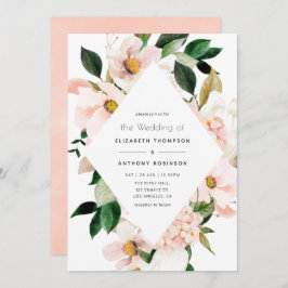 Blush Pink Floral Hydrangea Wedding Einladung